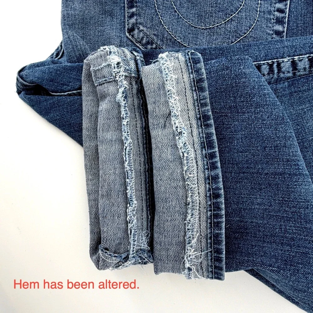 True Religion Straight Leg Jeans Mens 40 Blue Good Horseshoe Stitch Denim